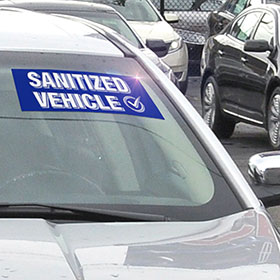 sanitized car window sticker