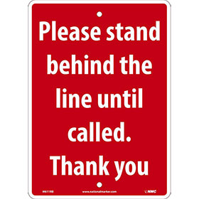 Please Stand Behind Plastic Sign