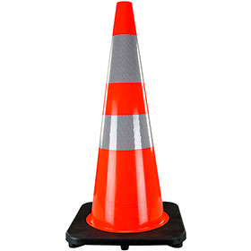 28" Orange Safety Cone with Reflective Bars