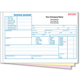 3-Part Towing Report - Pack of 250