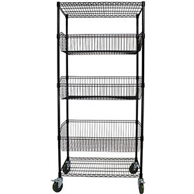 Product Image of 5-Tier Mobile 3 Basket Wire Shelving Unit