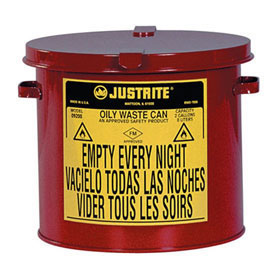 Justrite 2-Gallon Countertop Red Oily Waste Can 09200