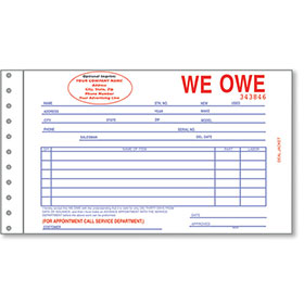 Custom Imprinted R & R® Compatible We Owe Forms