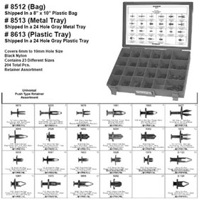 Disco Automotive Universal Push-Type Retainer Assortment in Metal Tray