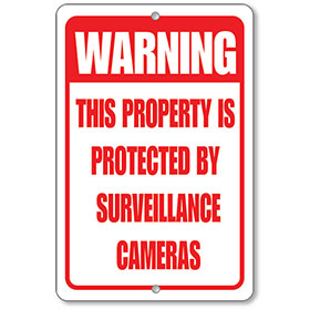 Red Surveillance Camera Warning Sign