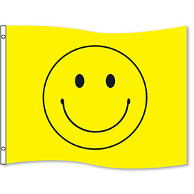 Yellow Smiley Rectangle Flags 3' x 5'