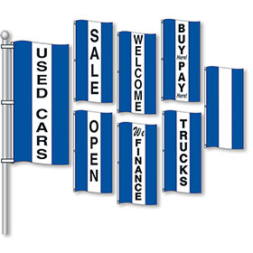 Small Verticle Stripe Drape Message Flags - Blue & White