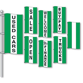 Green and White Small Vertical Stripe Drape Message Flags