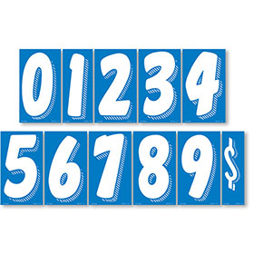 7.5" Peel & Stick Windshield Numbers Kit - White & Blue