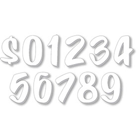 6" Designer Cut Peel & Stick Numbers - White