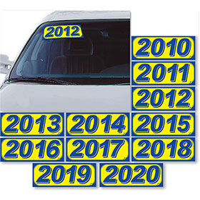 Bright Car Model Year Stickers - Blue & Yellow