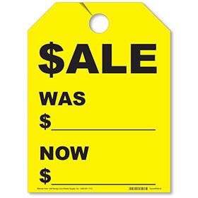Sale/Was/Now Mirror Hang Tags - Fluorescent Yellow