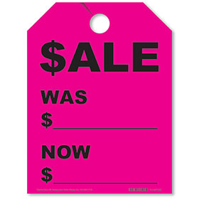 Sale/Was/Now Mirror Hang Tags - Fluorescent Pink