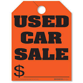 Used Car Sale Mirror Hang Tags - Fluorescent Red