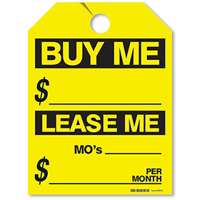 Buy Me/Lease Me Mirror Hang Tags - Fluorescent Yellow