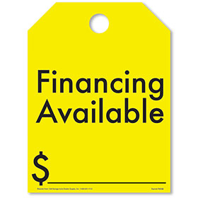 Financing Available Mirror Hang Tags - Fluorescent Yellow
