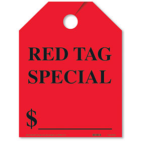 Red Tag Special Bright Rear View Mirror Tags