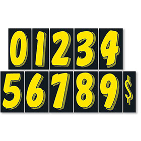 7.5" Peel & Stick Windshield Pricing Numbers - Black & Yellow