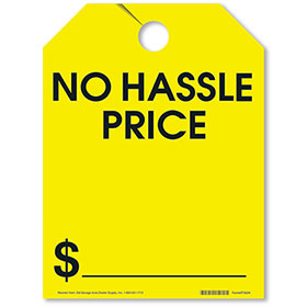 No Hassle Price Rear View Mirror Tags - Fluorescent Yellow