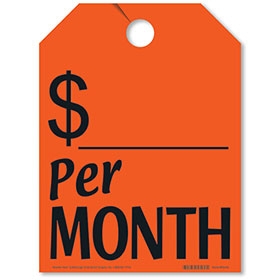 Price Per Month Mirror Tags - Fluorescent Red