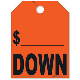 Down/Price Drop Mirror Tags - Fluorescent Red