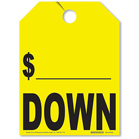Down/Price Drop Mirror Tags - Fluorescent Yellow