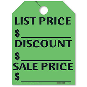 List-Discount-Sale Price Mirror Tags - Fluorescent Green