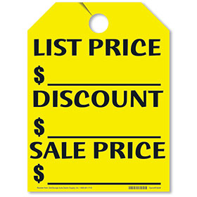 List-Discount-Sale Price Mirror Tags - Fluorescent Yellow