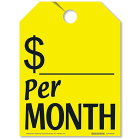 Price Per Month Mirror Tags - Fluorescent Yellow