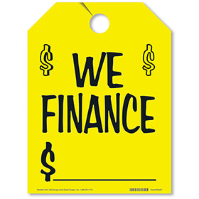 We Finance Rear View Mirror Tags - Fluorescent Yellow