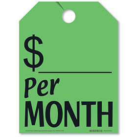 Price Per Month Mirror Tags - Fluorescent Green