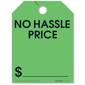 No Hassle Price Rear View Mirror Tags - Fluorescent Green