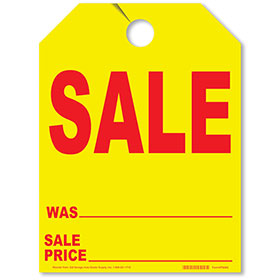 SALE Was/Sale Price Mirror Tags - Fluorescent Yellow