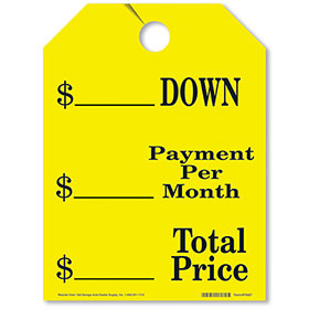 Down/Monthly Payment/Total Mirror Tags - Fluorescent Yellow