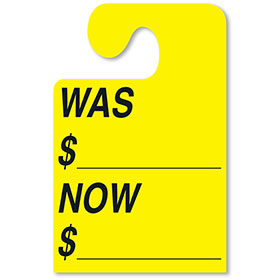 WAS-NOW Mirror Tags with Hook - Fluorescent Yellow