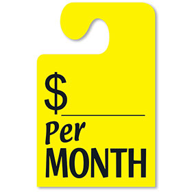 PER MONTH Mirror Tags with Hook - Fluorescent Yellow