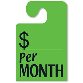 PER MONTH Mirror Tags with Hook - Fluorescent Green