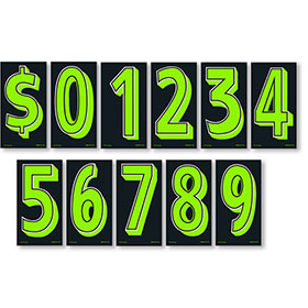 7.5" Budget Pricing Numbers Kit - Chartreuse & Black