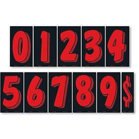 7.5" Peel & Stick Windshield Pricing Numbers - Fluorescent Red & Black