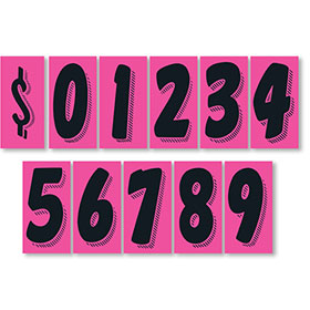 7.5" Peel & Stick Windshield Pricing Numbers - Hot Pink & Black