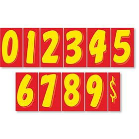 7.5" Peel & Stick Windshield Pricing Numbers - Red & Yellow