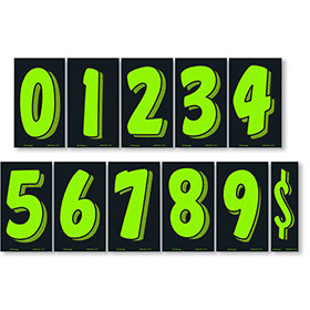 7.5" Windshield Pricing Numbers Kit - Chartreuse & Black