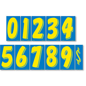 7.5" Peel & Stick Windshield Pricing Numbers - Blue & Yellow