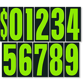 9.5" Windshield Pricing Numbers - Chartreuse & Black