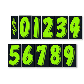 11.5" Windshield Pricing Numbers - Chartreuse & Black