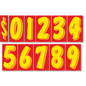 11.5" Windshield Pricing Numbers Kit - Red & Yellow
