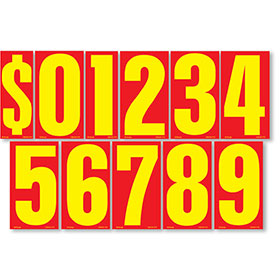 9.5" Windshield Pricing Numbers Kit - Red & Yellow