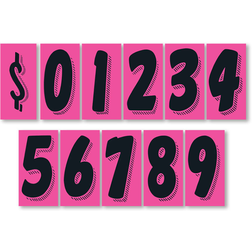 7.5" Peel & Stick Pricing Number Kit - Black & Pink